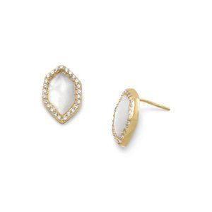 Mother of Pearl and CZ Halo Earrings